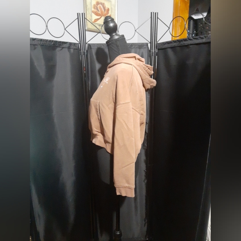 Nike Women's Cocoa Brown Zip-Up Cripped Hoodie Size M Casual Beach Boho - Picture 6 of 10